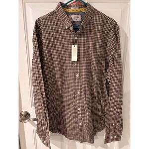 Original Penguin Heritage Slim Fit Stretch Plaid Button Down Shirt Men's XXL